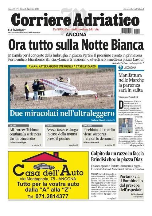 Prima-pagina-corriere adriatico-edizione-di-oggi-02-01-2025